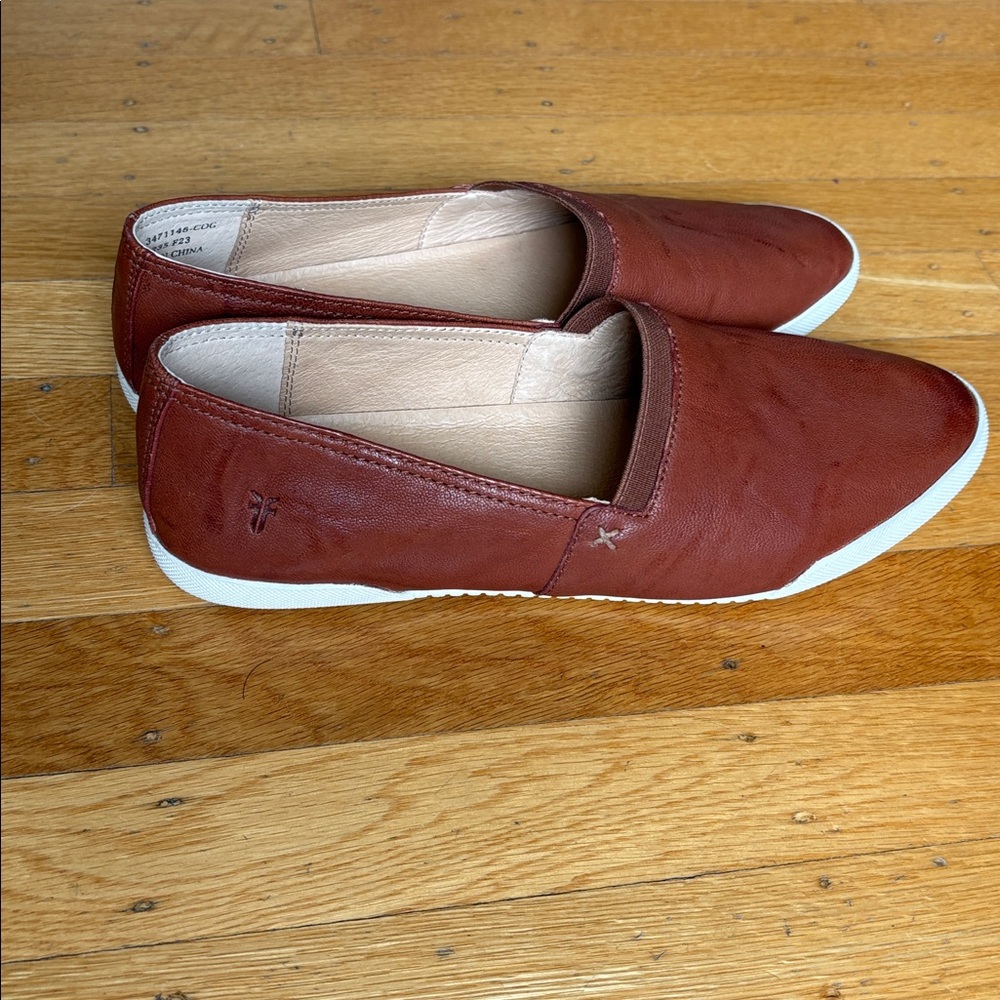 Frye Leather Slip-On Sneakers in Brick Brown - Picture 6 of 7